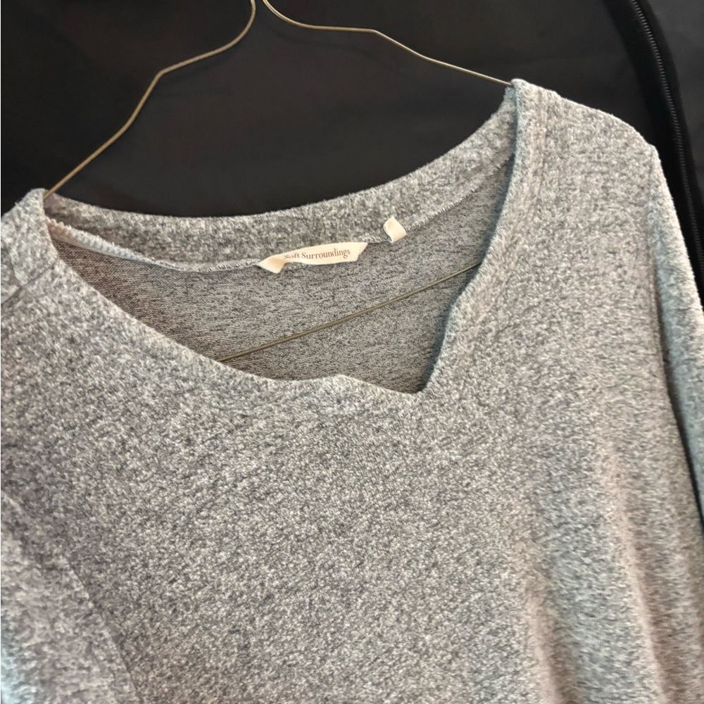 Soft Surroundings Fleece Tie Waist Gray Dress - Picture 2 of 10